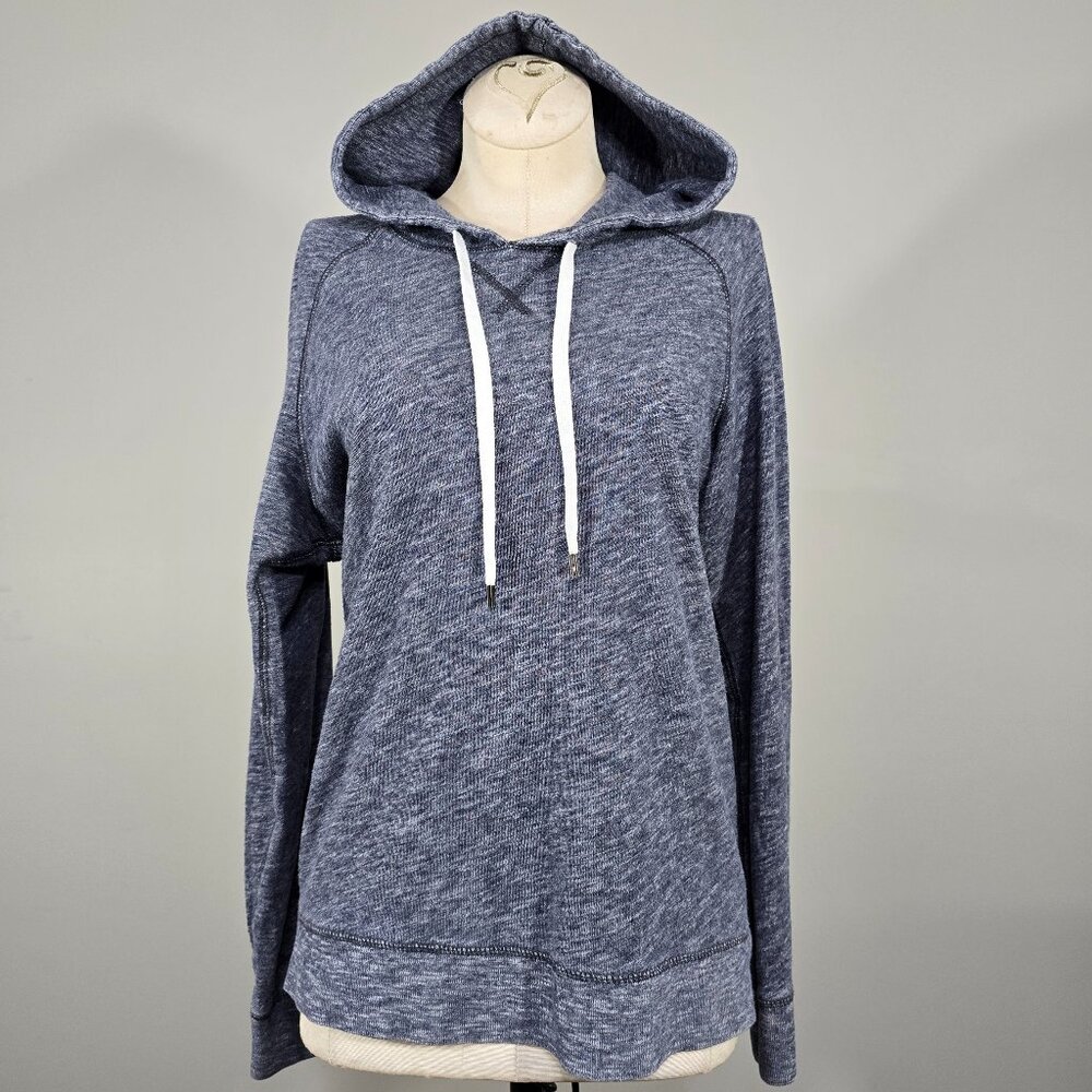 Vince Blue Heathered 100% Cotton Drawstring Pullover Hoodie Sweater Small S